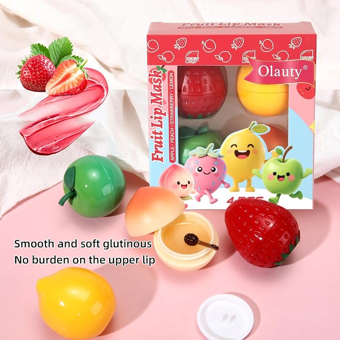 4 PCS Bee Lip Balm Lip Mask Fruit Pot, Lip Balm - Image 6