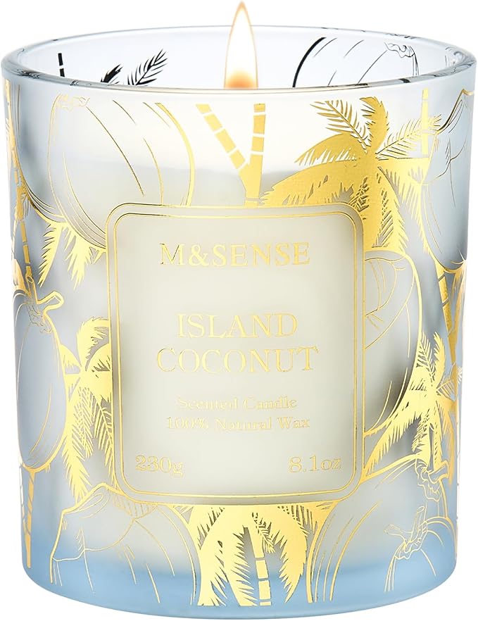 M&SENSE Coconut Candles, 8.1oz 42-Hour Long Burning Time Naturally Scented by MSENSE