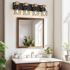 FadimiKoo 4-Light Rustic Style Wood Bathroom Vanity Light Fixtures, Farmhouse - Image 4