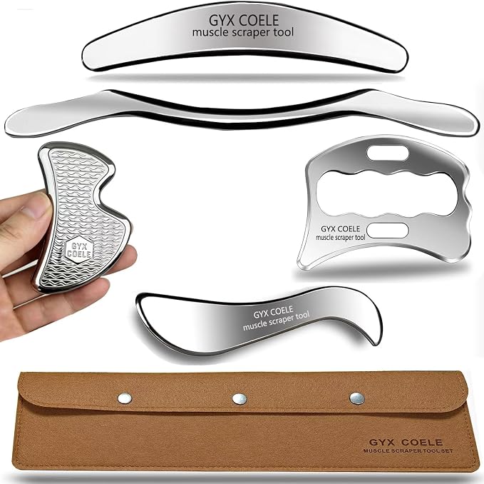 Muscle Scraper Tool Set, Stainless Steel IASTM Tools by GYXCOELEIASTMTOOL