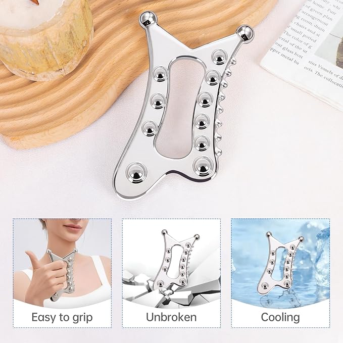 Metal Body Gua Sha Tool, 5 in 1 Muscle Scraper Tool, Lymphatic Drainage Massager - Image 6