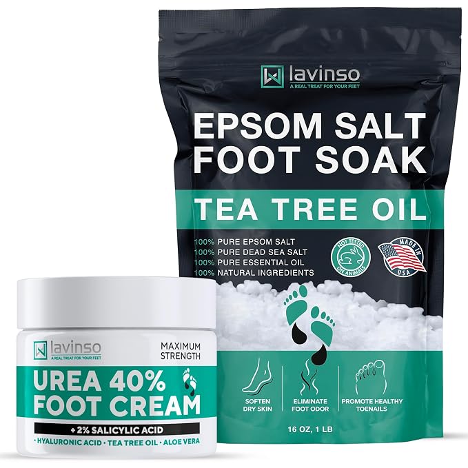 Tea Tree Oil Foot Soak and 40% Urea Cream by Lavinso