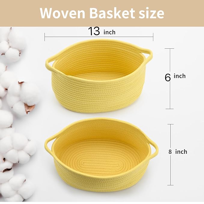 Happyiren Yellow Woven Storage Basket - Image 3