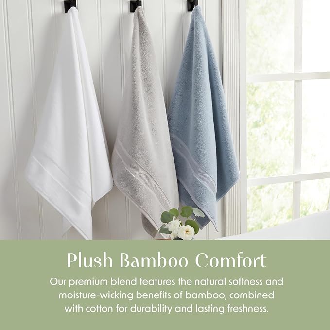 Springtree Home Luxury Bamboo Rayon Bath Towel Set 6 Piece Set | 35% Bamboo - Image 4