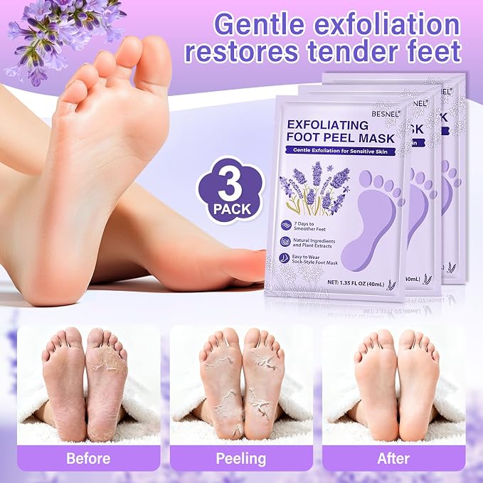 5Pack Moisturizing＆3Psck Foot Peeling Foot Mask, Hydrating Foot Masks Dry - Image 2