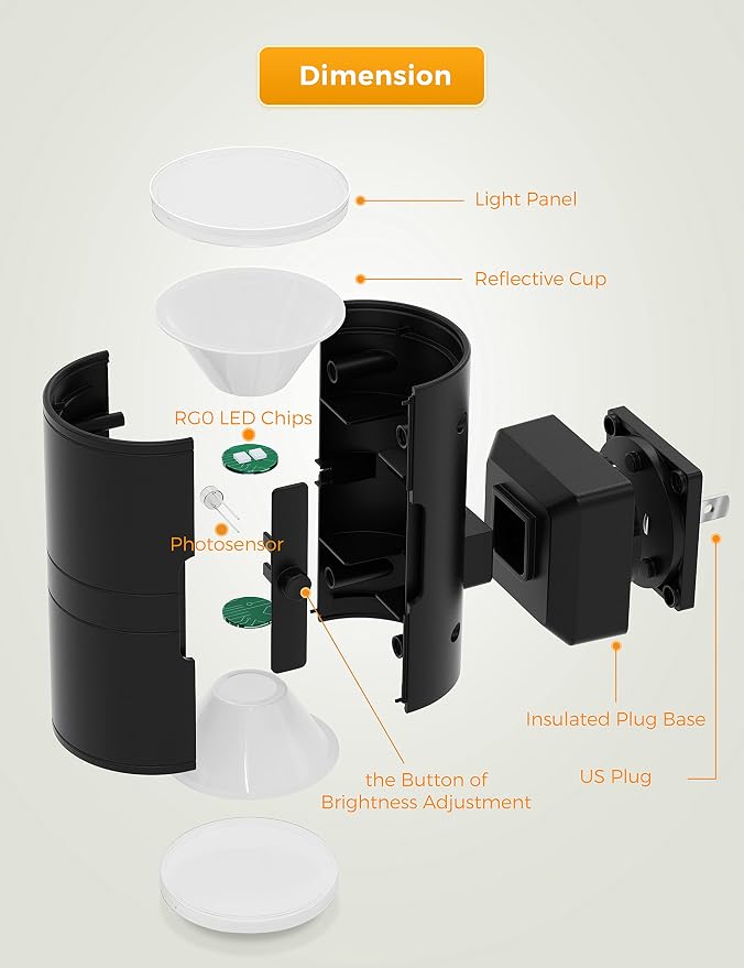 L LOHAS LED Night Light, Amber Nightlight, Dimmable Night Light, Light Sensor - Image 4