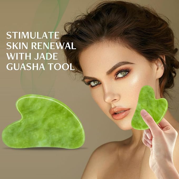 Disemot Gua Sha Facial Tools, Natural Anti-Aging Jade Beauty Skin-Care Tool - Image 2