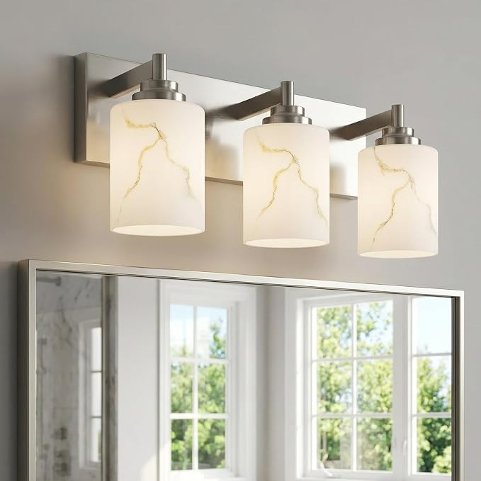 3-Light Bathroom Light Fixture, Brushed Nickel Modern Vanity Light by Mieloxiy