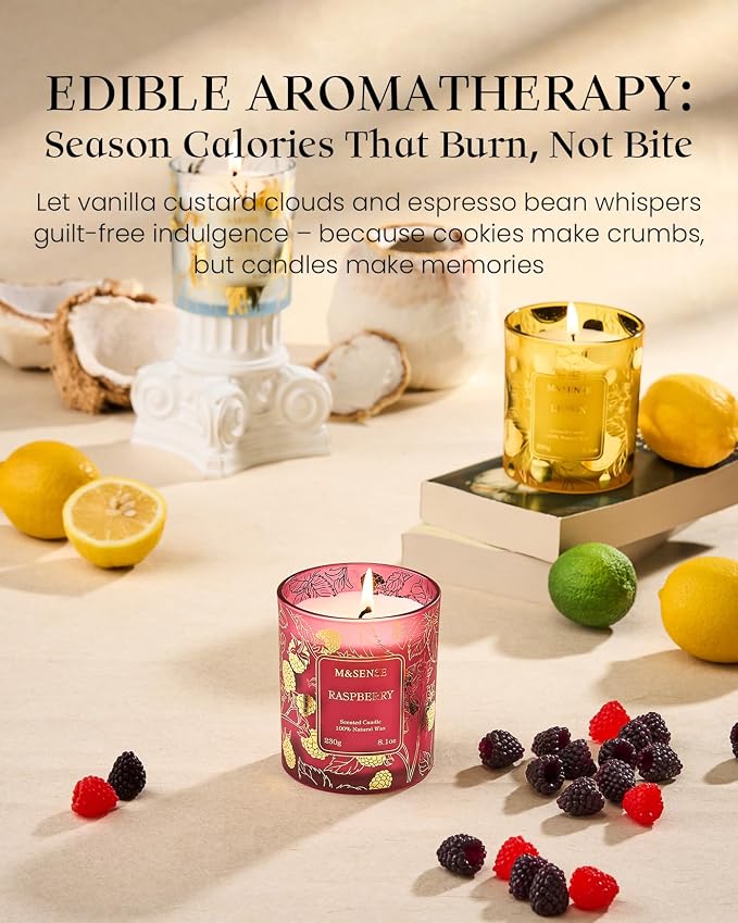 M&SENSE Raspberry Scented Vegan Soy Candles, No Toxin Refreshing Fragrance - Image 5
