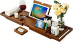 Kiasthome Teak Bathtub Caddy, Expandable Bath Tray, Non‑Slip Luxury Tub Caddy by KiasthomeBathroomAccessories