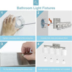 Honesorn 4-Light Bathroom Vanity Light Fixture, Brushed Nickel, Modern - Image 7