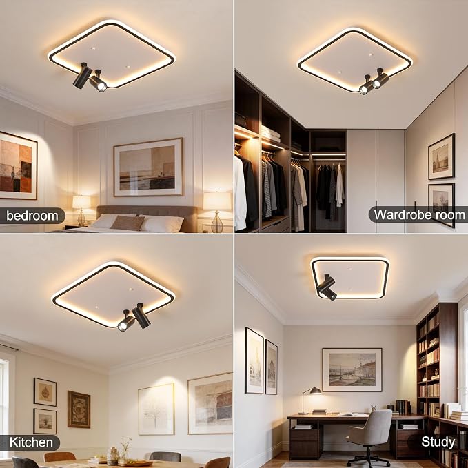 Shine LUEST Modern Square LED Flush Mount Ceiling Light Fixture, 2 Adjustable - Image 8