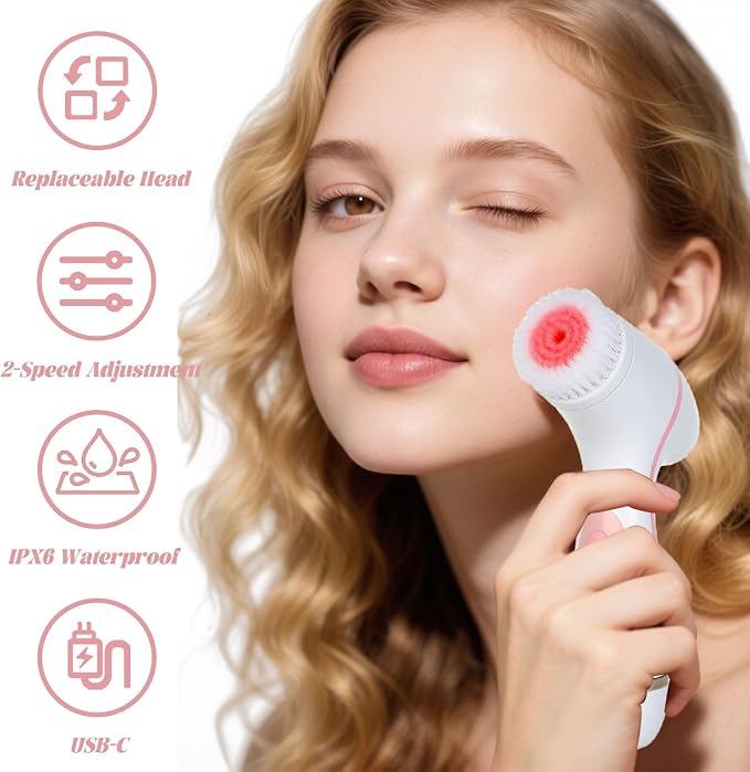 Facial Cleansing Brush, 3in1 Silicone Face Scrubber, Waterproof Facial Scrubber - Image 2