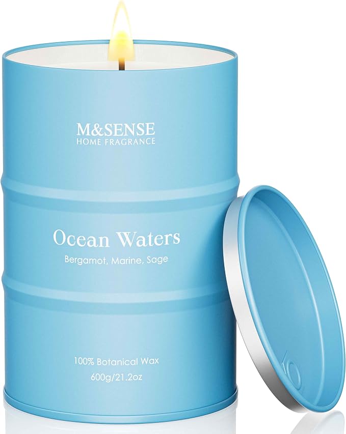 M&SENSE Ocean Waters Scented Candles Large Beach Candle, Summer Soy Candles by MSENSE
