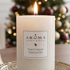 Aroma Naturals Holiday Essential Oil Vanilla & Peppermint Scented Pillar Candle - Image 8