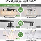 Indoi 5-Light Bathroom Light Fixtures, Matte Black Modern Vanity Lights - Image 4