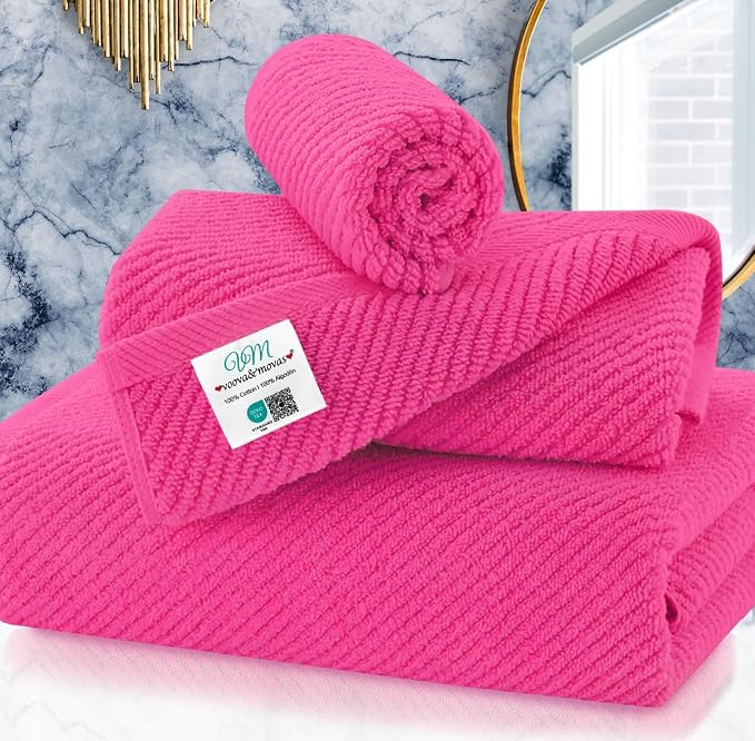 Hot Pink Towels for Bathroom by VOOVAMOVAS