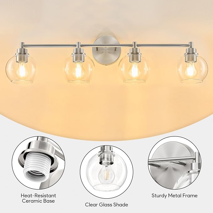 VONLUCE Bathroom Light Fixtures, 4-Light Vanity Light - Image 4