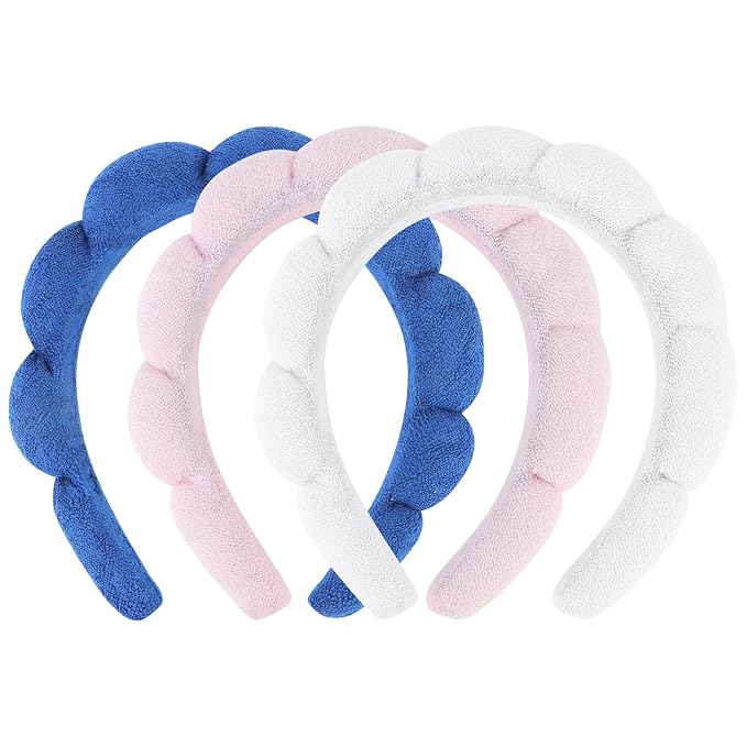 3 Pack Spa Headbands for Washing Face, Skincare & Makeup, Terry Cloth Headbands by ACO-UINT