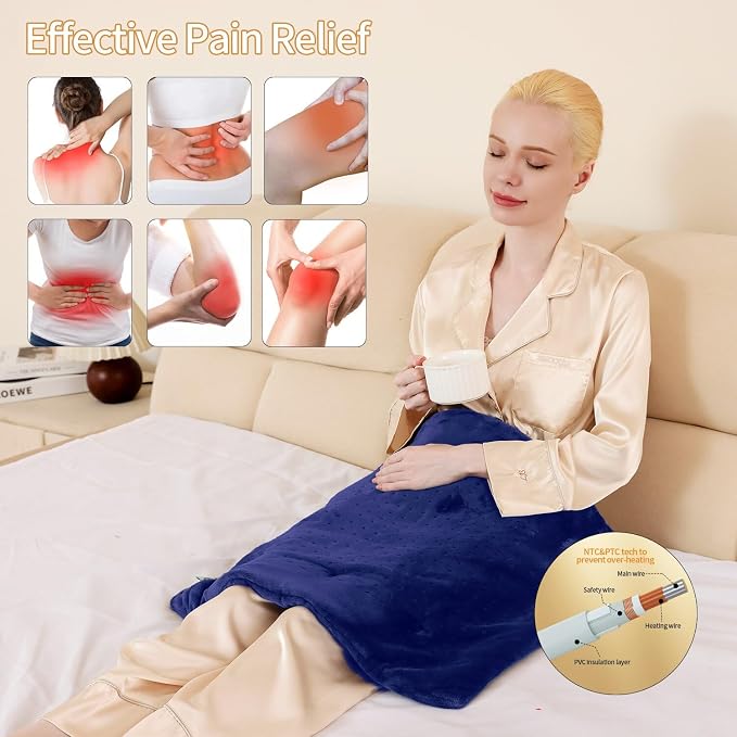 Back Heating Pad for Neck and Shoulders, Weighted Massaging Heated Pad - Image 4
