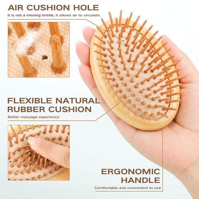 Bamboo Brush for Hair Growth Combetter, Natural Wood Brush, Mini Hair Scalp - Image 2