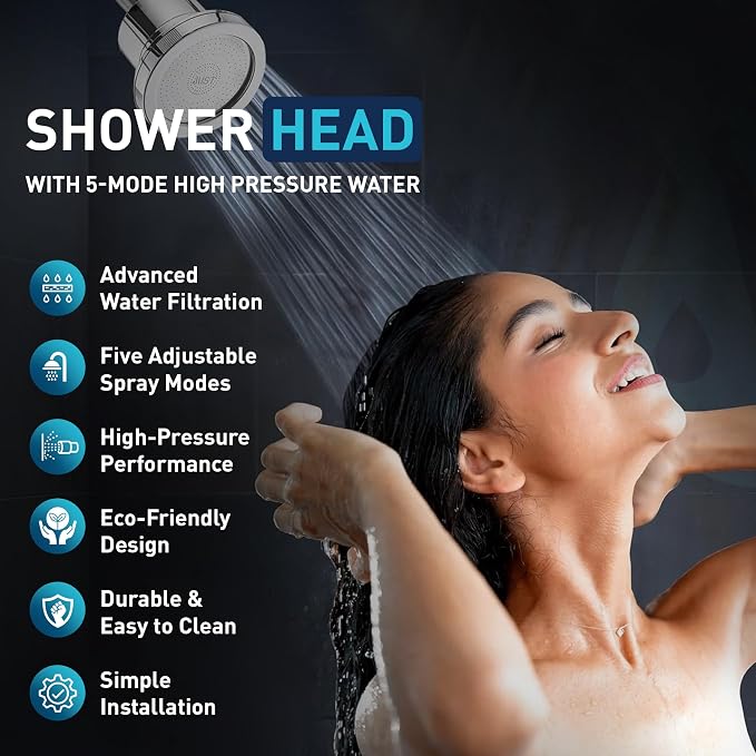 Mist Shower Filter Head for Hard Water Improves Skin, and Nails - Image 2