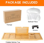 Bathtub Tray Table and Bath Pillow, Expandable and Foldable Bath Caddy Tray - Image 5