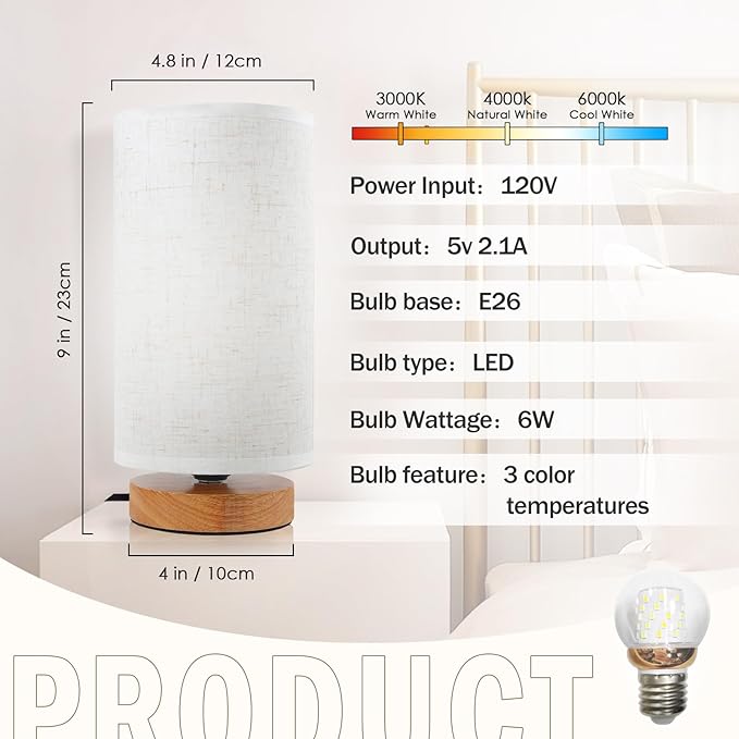 Minimalist Bedside Table Lamps for Bedrooms Set of 2, 3 Color Temperature - Image 5