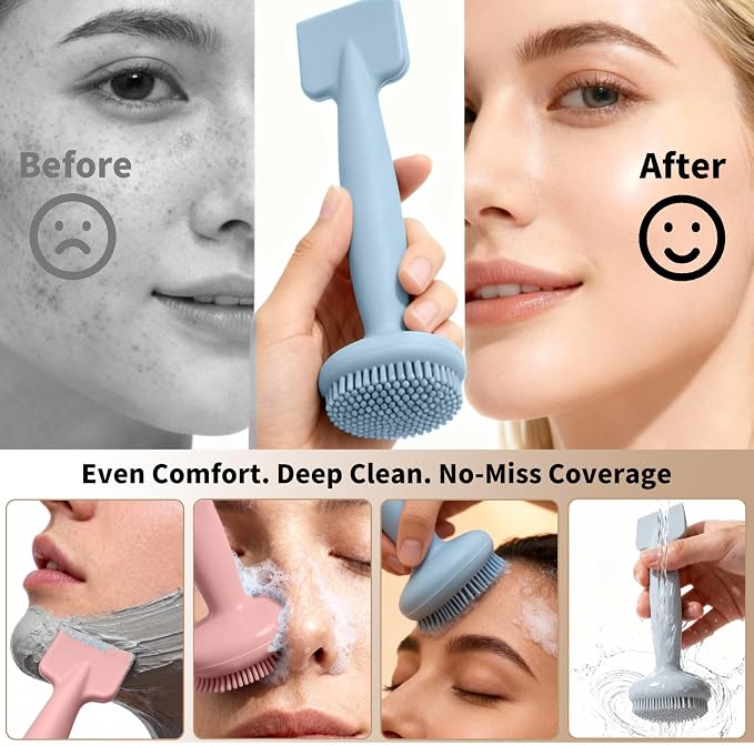 2 Pack Silicone Face Scrubber, 2 in 1 Facial Cleansing Brush & Face Mask - Image 6