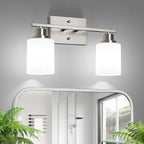 Ascher Bathroom Light Fixtures, 2-Light Vanity Light Over Mirror, Brushed by Ascher