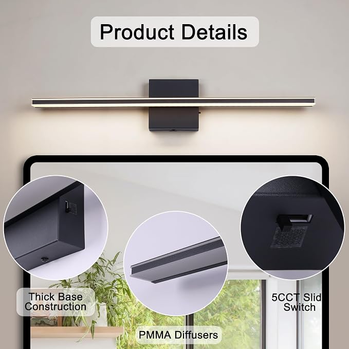 Vanity Light for Bathroom Lighting Fixtures Over Mirror 24 Inch Dimmable 5CCT - Image 6