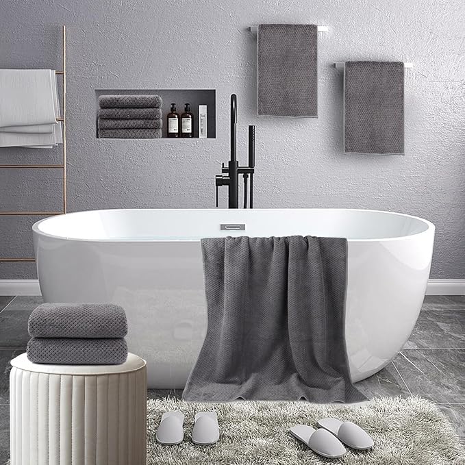 HOMEXCEL 8 Piece Bath Towel Set, Microfiber Bathroom Towel - Image 2