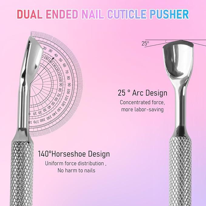 Pre-Treatment Cuticle Pusher, Dual Ended Cuticle Remover Russian Prep Nail - Image 3