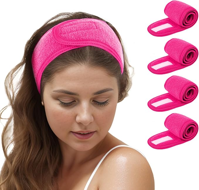 TopTie 4PCS Spa Facial Headband Skincare Makeup Head Wrap Adjustable Terry by TOPTIE