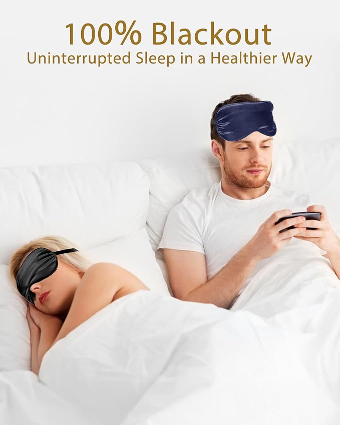 4 Pack Silky Sleep Masks for Women Men, JroyJoy 100% Blackout and Super Soft - Image 6