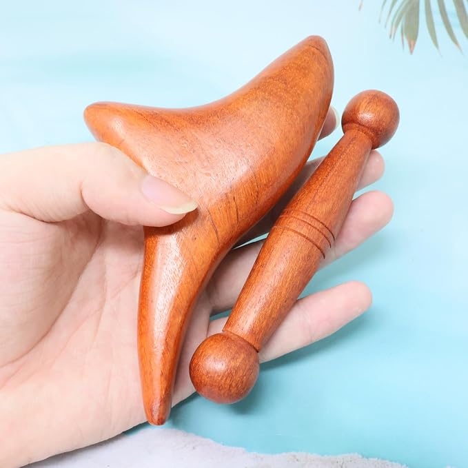Honbay 2PCS Reflexology Tools Wood Body Massage Tools Triangle Massager Wooden - Image 6