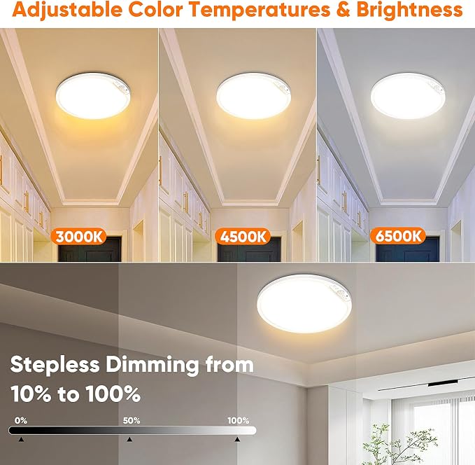 2-Pack 12" Larger 10000mAh Rechargeable Motion Sensor Ceiling Light - Image 7