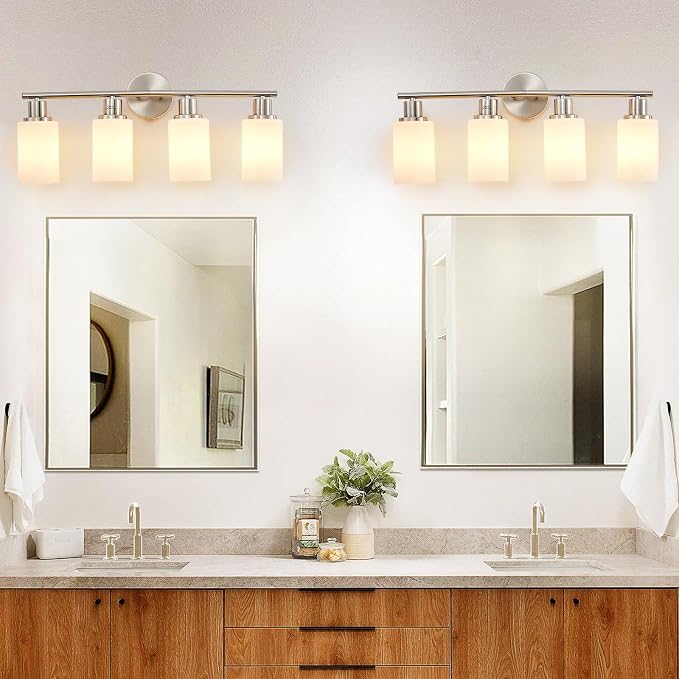 DLLT 4-Light Bathroom Light Fixtures: Nickel Modern Vanity Lights - Image 5