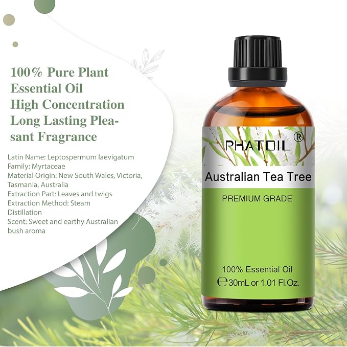 Australian Tea Tree 1.01fl.oz Essential Oil, PHATOIL Pure Aromatherapy Oils - Image 2