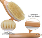 OWIIZI Bath Brushes with Soft and Natural Bristles Antiskid Wooden Long Handle - Image 4