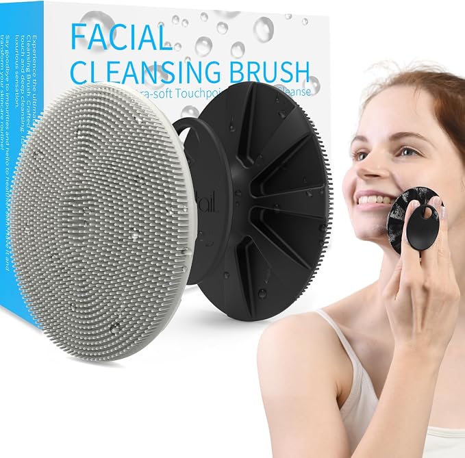 BEAUTAIL Silicone Face Scrubber 2 Pack, Manual Facial Cleansing Brush, Gentle by BEAUTAIL