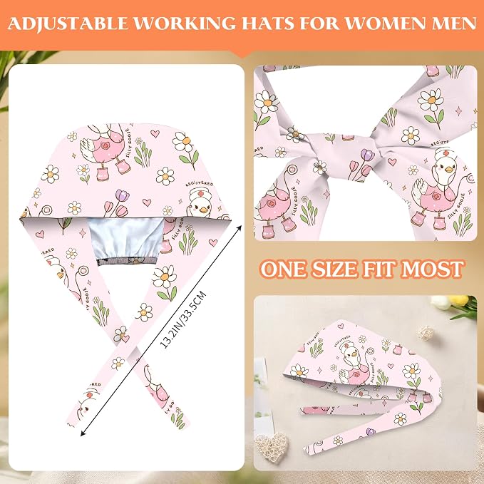 Adjustable Scrub Cap with Buttons & Sweatband, Working Hat with Elastic Tie Back - Image 4