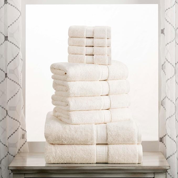 SUPERIOR Egyptian Cotton Pile 10 Piece Towel Set, Includes 2 Bath, 4 Hand by SUPERIOR