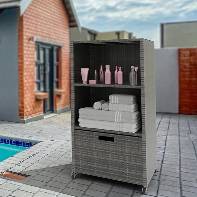 HOOYEAH Pool Towel Rack Outdoor, Waterproof PE Plastic Rattan Wicker Pool - Image 5