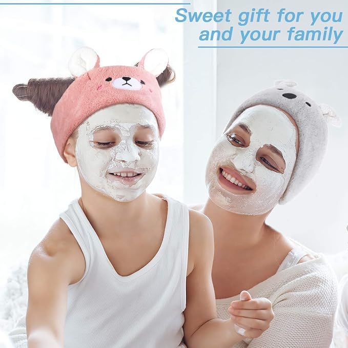 Chuangdi 4 Pieces Animal Hair Bands Face Wash Headband Spa Animal Ears - Image 5