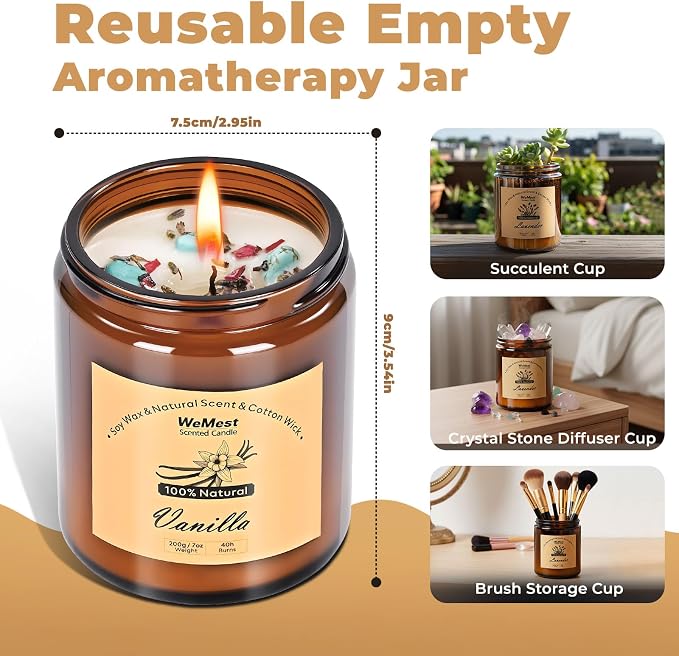 WEMEET Candles for Home Scented 2 Pack, Vanilla Scented Candle - Image 4