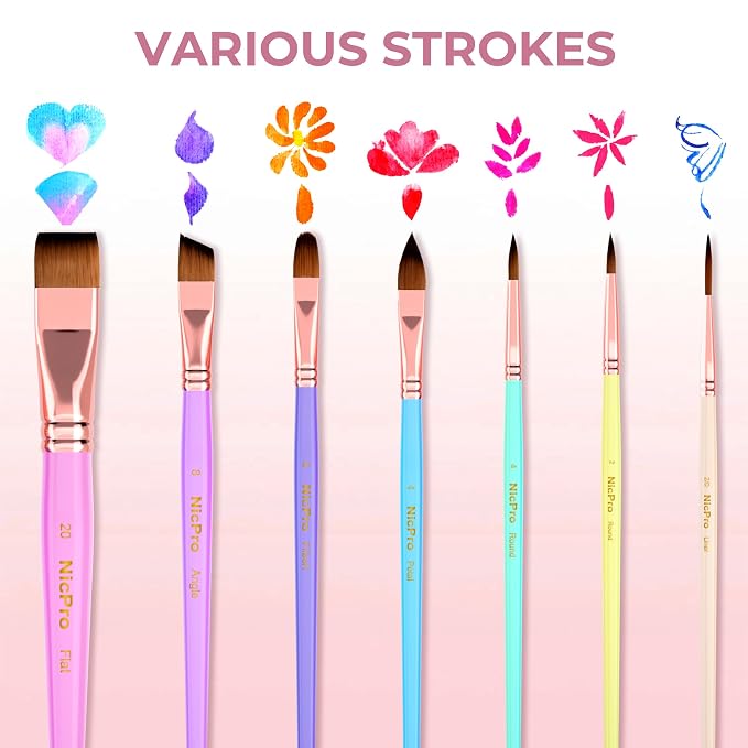 Nicpro 7pcs Face Paint Brush Set, Aesthetic Pastel Artist Paintbrushes - Image 4