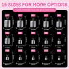 UNA GELLA Square Toe Nail Tips 216Pcs 15Sizes Full Cover Long Wider Toe Nail - Image 7
