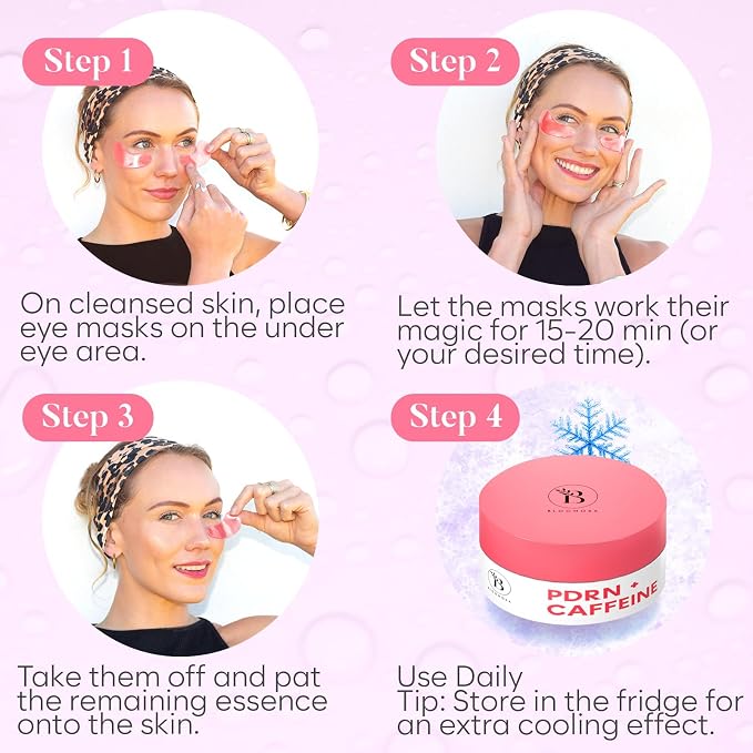 BLOOMORA PDRN, Caffeine & Collagen Under Eye Patches, Under Eye Mask - Image 6