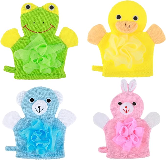 Dimeho Kids Bath Gloves, 4/2pcs Shower Gloves Loofah - Image 8